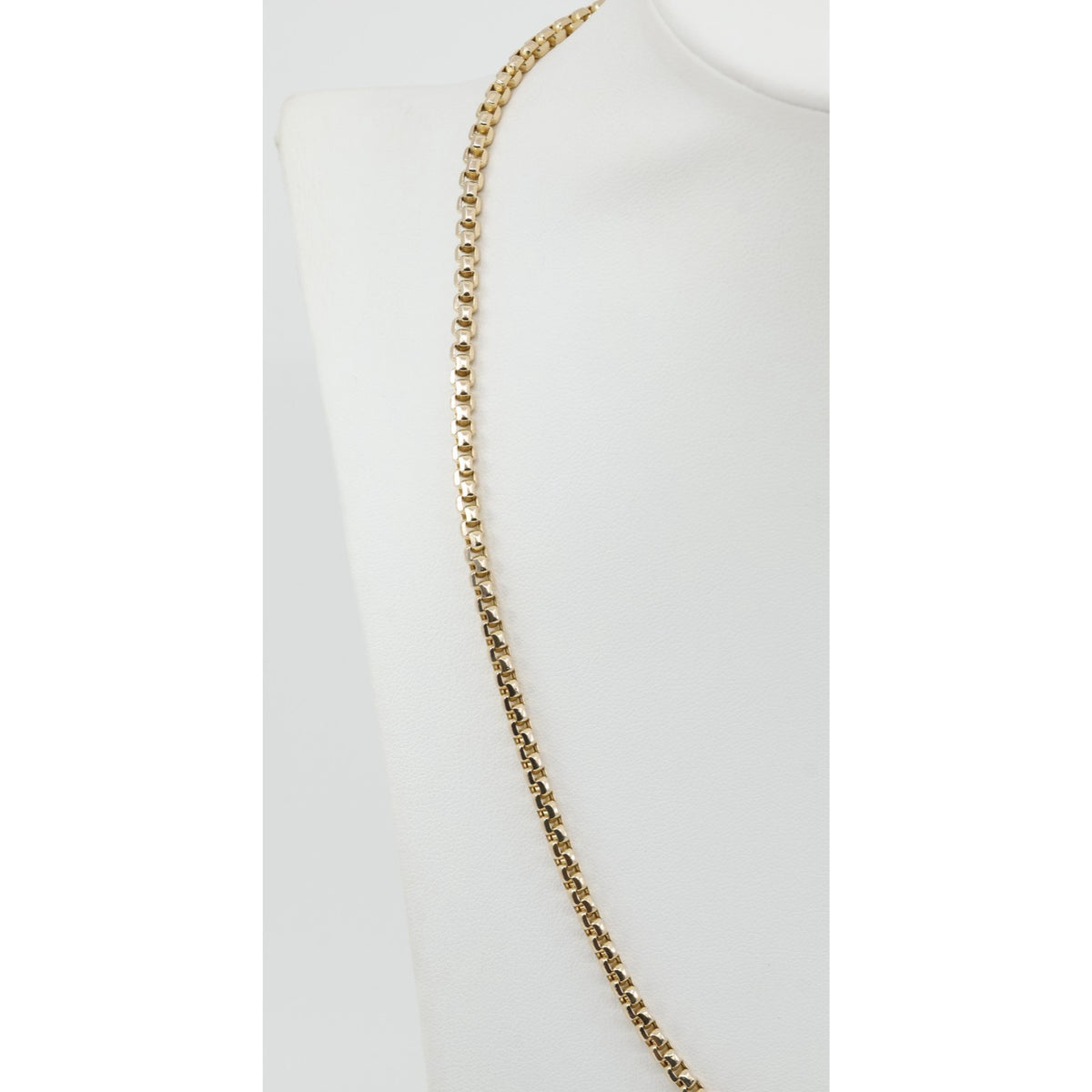 Unique 10K Karat Solid Yellow Gold Rounded Box Link Chain Necklace - 20" Length
