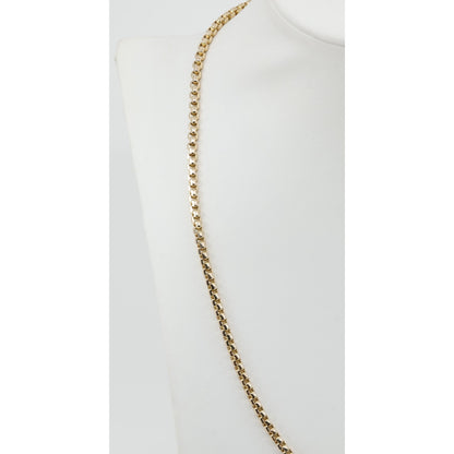 Unique 10K Karat Solid Yellow Gold Rounded Box Link Chain Necklace - 20" Length