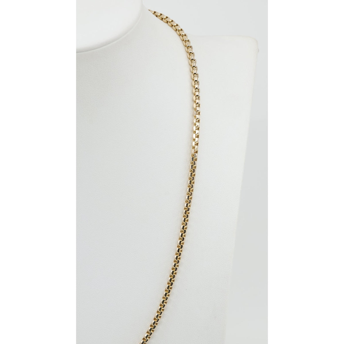 Unique 10K Karat Solid Yellow Gold Rounded Box Link Chain Necklace - 20" Length