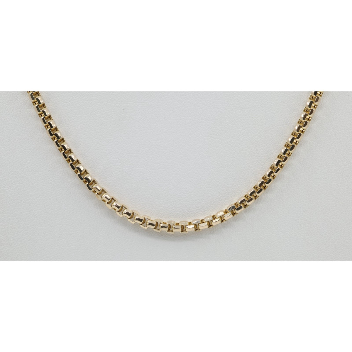 Unique 10K Karat Solid Yellow Gold Rounded Box Link Chain Necklace - 20" Length