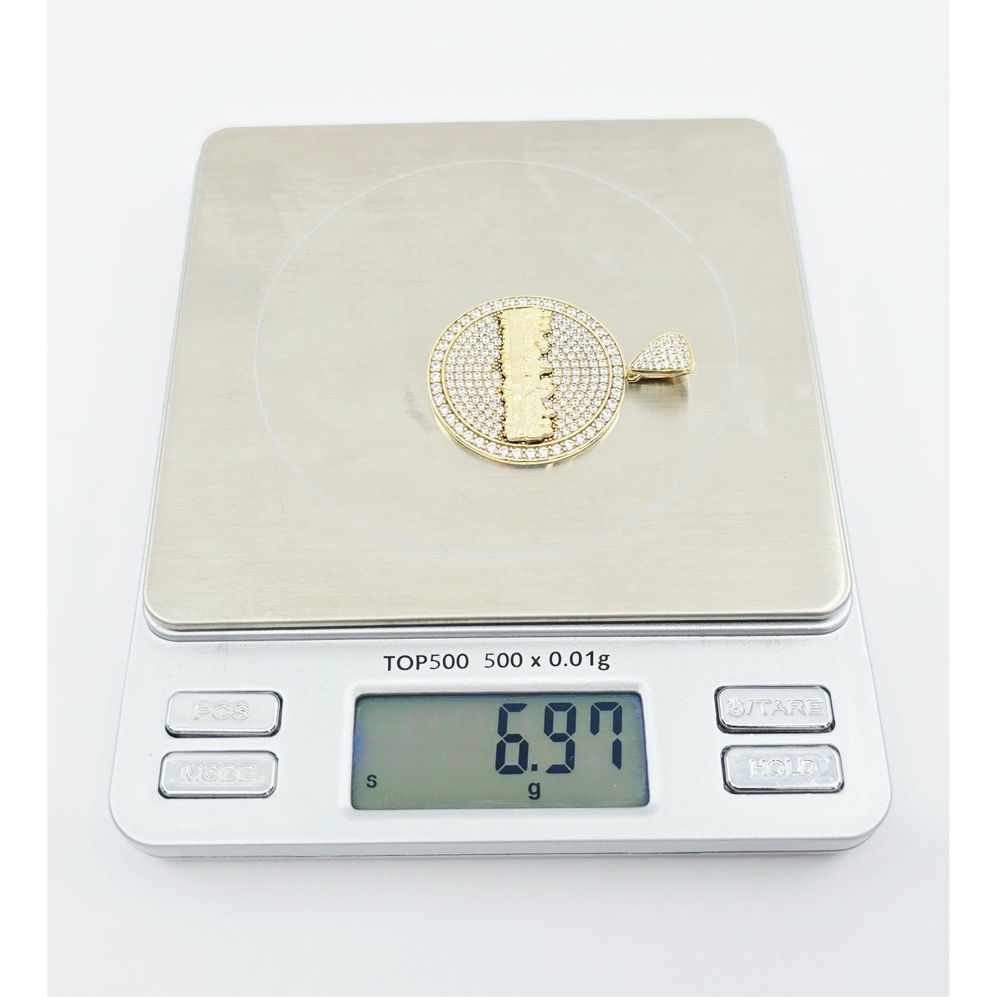 10K Yellow Gold The Last Supper Round CZ Charm Pendant