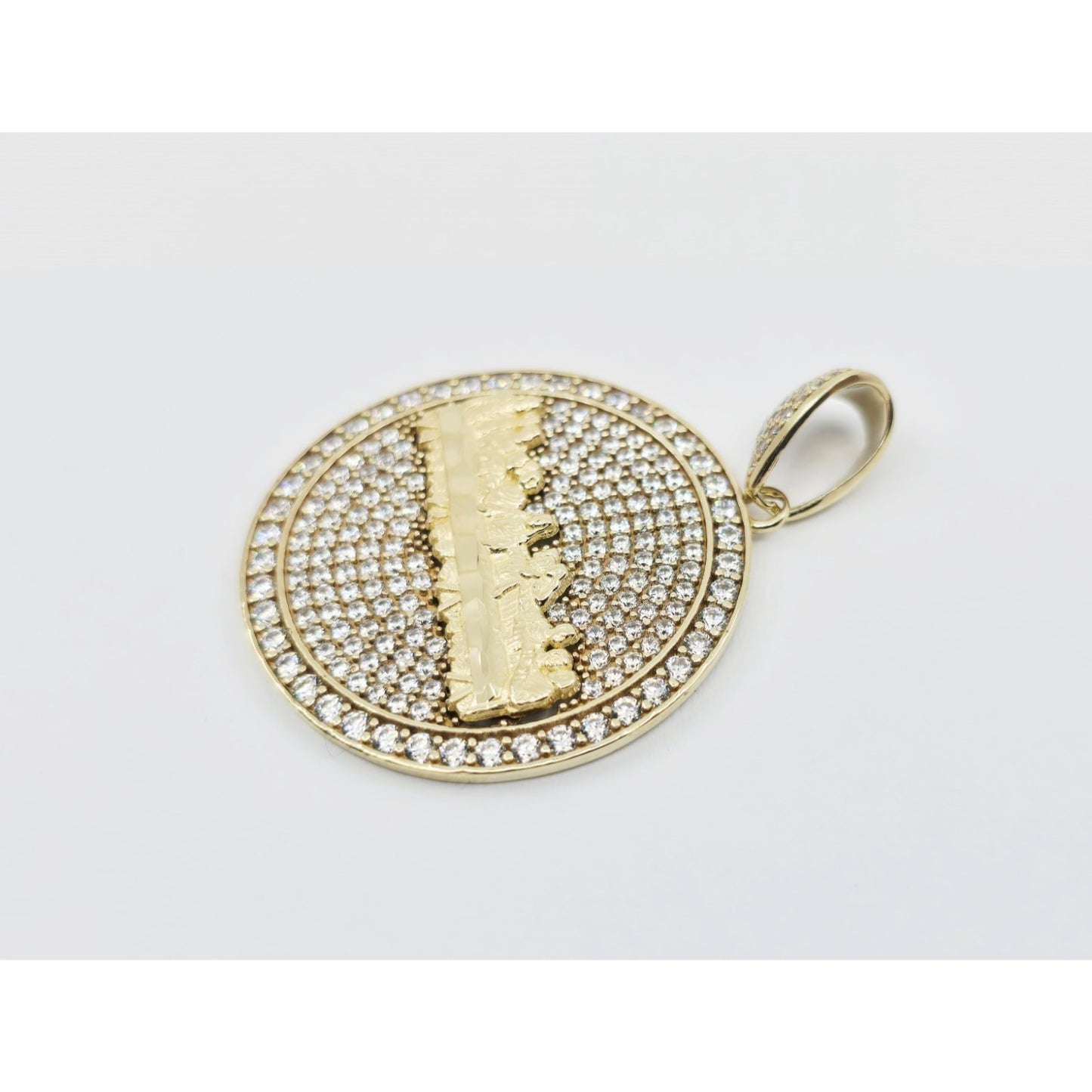 10K Yellow Gold The Last Supper Round CZ Charm Pendant
