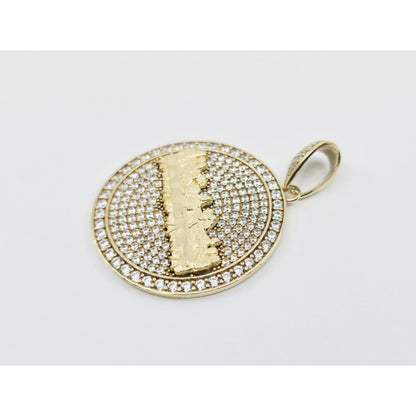10K Yellow Gold The Last Supper Round CZ Charm Pendant