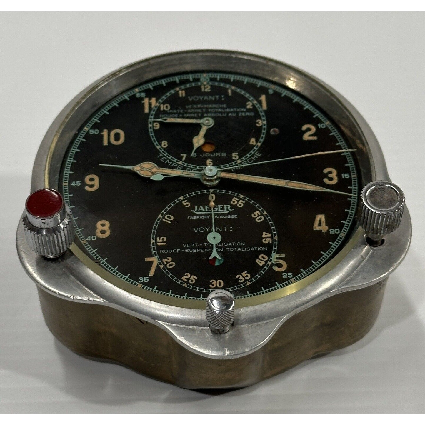 Super Rare Vintage 1925-1950s Jaeger Voyant 8-Day Chronograph Cockpit Clock