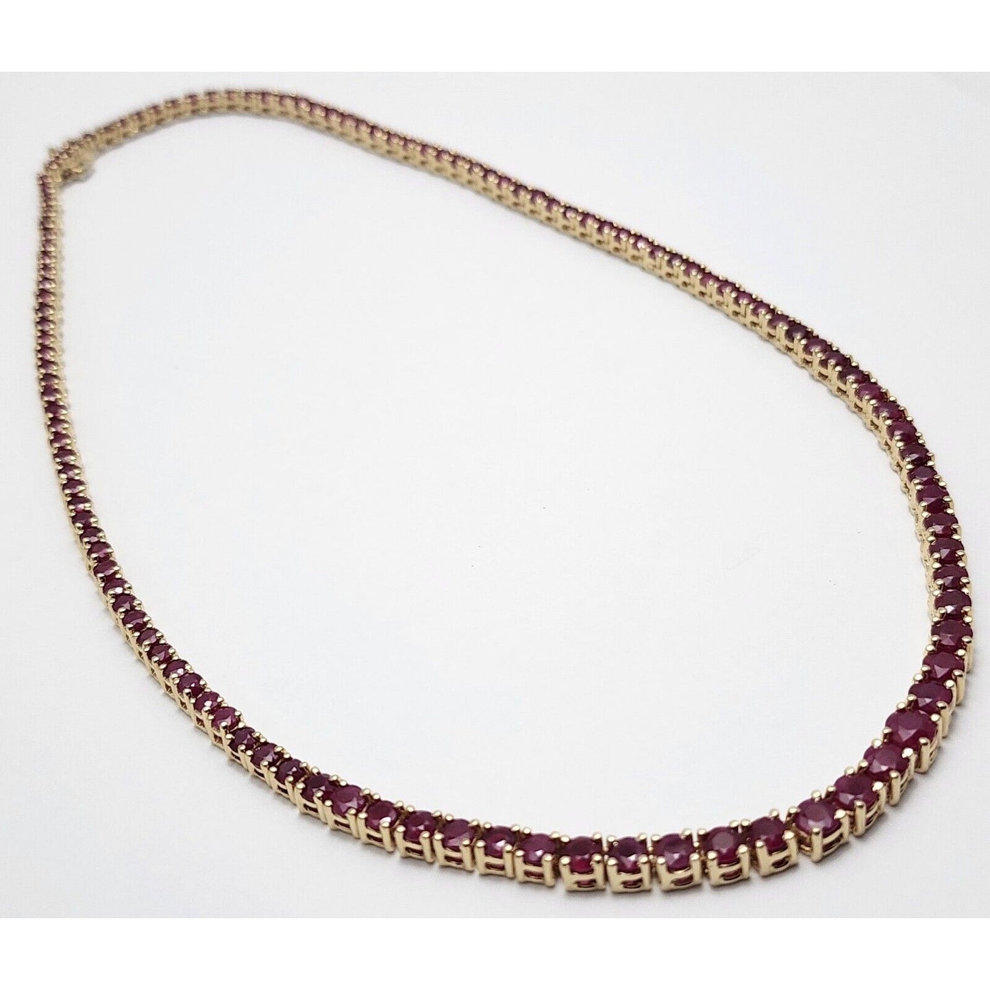 14K Yellow Gold Graduated Ruby Link Necklace