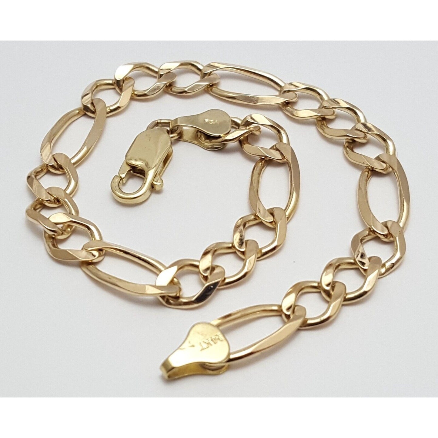 14K Solid Yellow Gold Figaro Link Bracelet