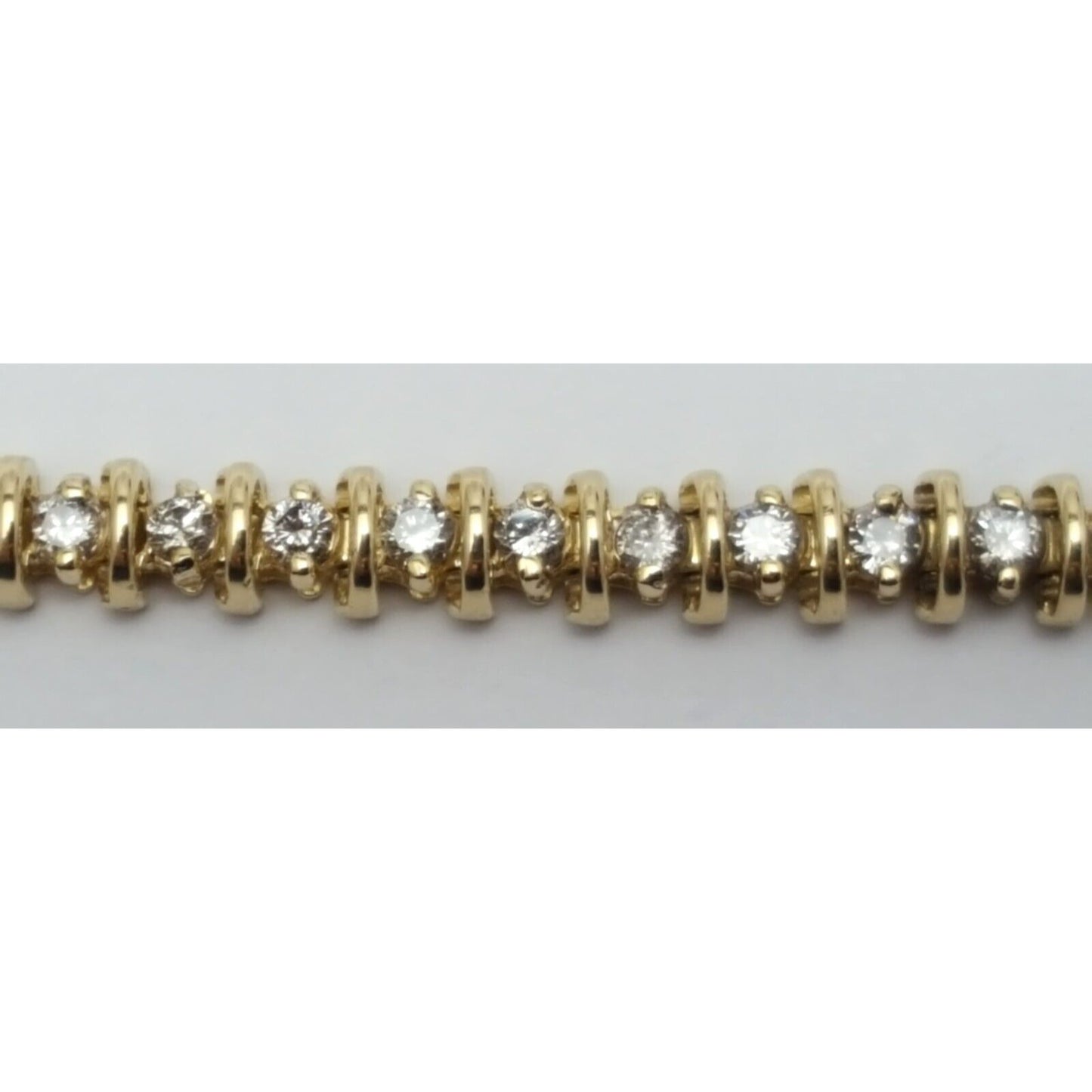 14K Solid Yellow Gold Diamond Tennis Link Bracelet