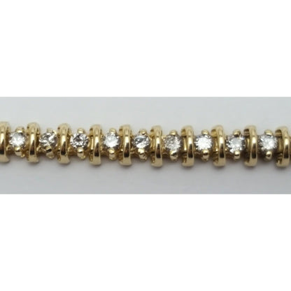 14K Solid Yellow Gold Diamond Tennis Link Bracelet