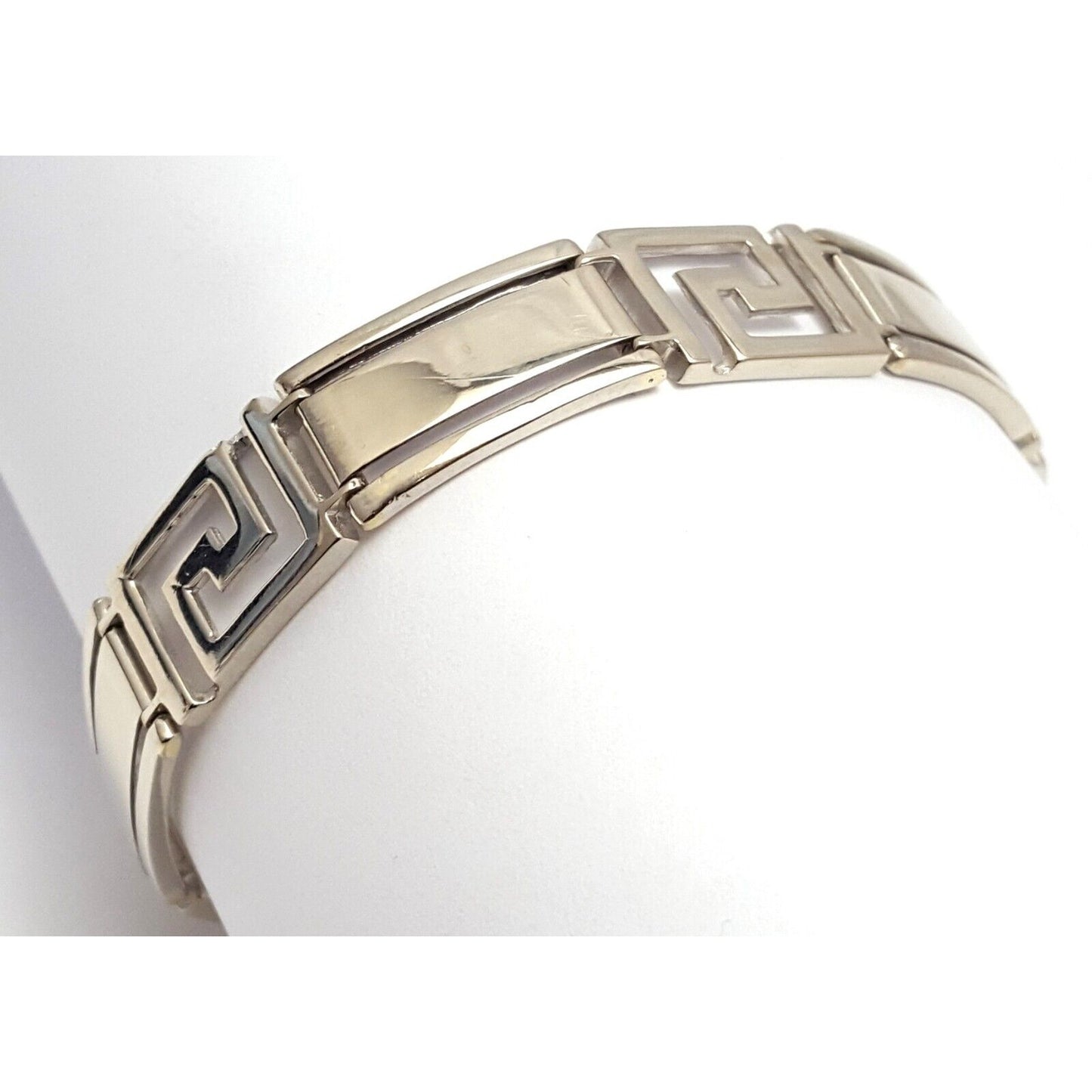 14K Solid White Gold Fancy Link Bracelet