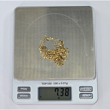 14K Yellow Gold Figaro Link Chain Necklace