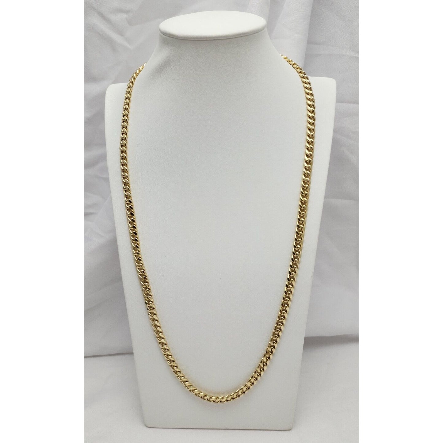 14K Solid Yellow Gold Cuban Link Chain Necklace