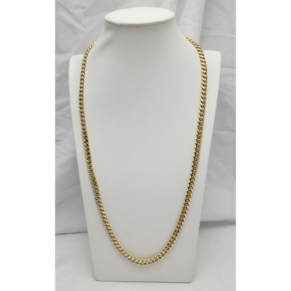 14K Solid Yellow Gold Cuban Link Chain Necklace