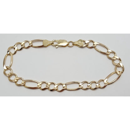 14K Solid Yellow Gold Figaro Link Bracelet