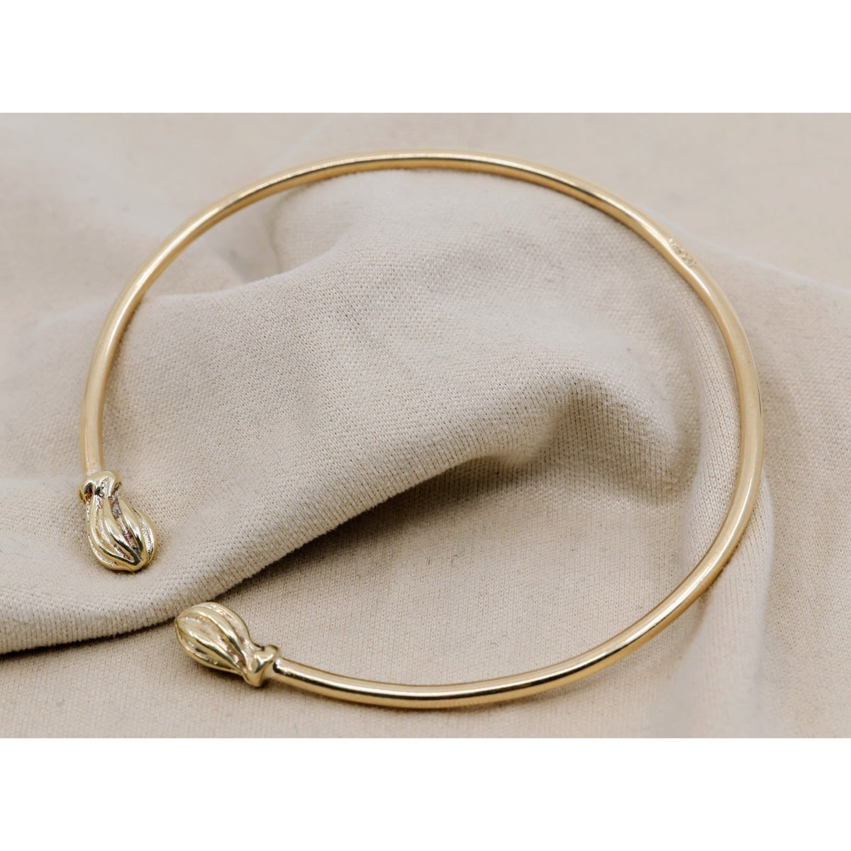 14K Yellow Gold Resizable Bangle Cuff Bracelet