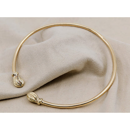 14K Yellow Gold Resizable Bangle Cuff Bracelet
