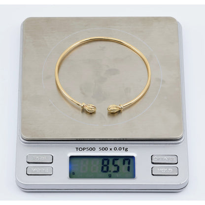 14K Yellow Gold Resizable Bangle Cuff Bracelet