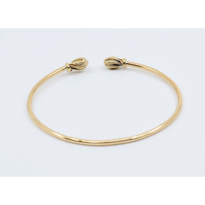 14K Yellow Gold Resizable Bangle Cuff Bracelet