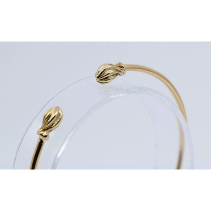 14K Yellow Gold Resizable Bangle Cuff Bracelet