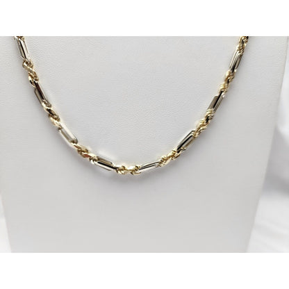 14K Solid Two Tone Gold Diamond Cut Milano Rope Chain Necklace