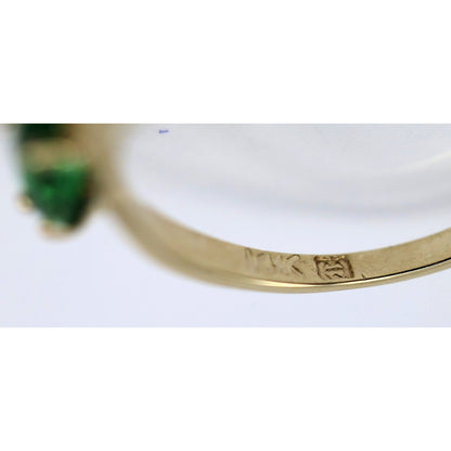 14K Yellow Gold Marquise Green Crystal Hand Ring