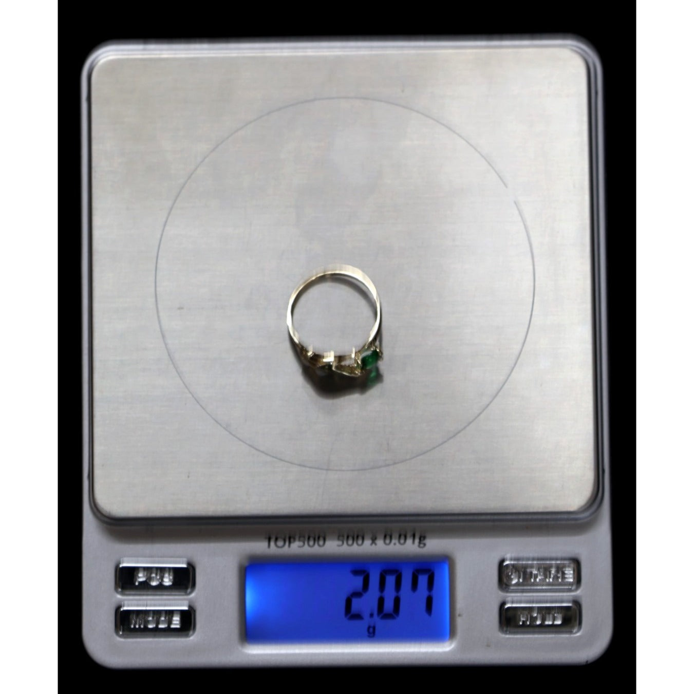 14K Yellow Gold Marquise Green Crystal Hand Ring