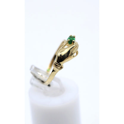 14K Yellow Gold Marquise Green Crystal Hand Ring