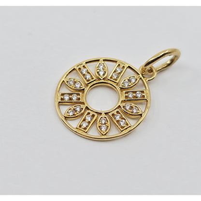 14K Yellow Gold Bony Levy Round Diamond Charm Pendant