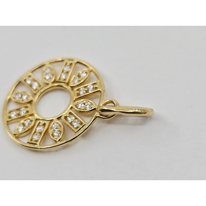 14K Yellow Gold Bony Levy Round Diamond Charm Pendant