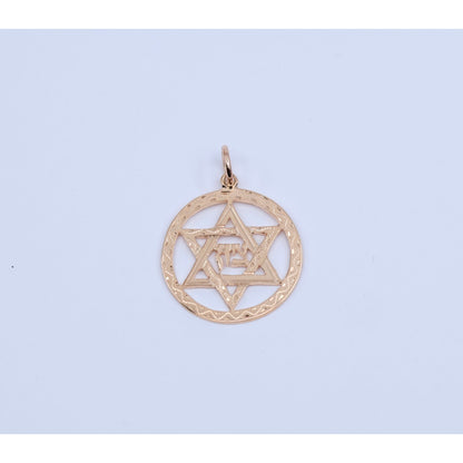 14K Rose Gold Diamond Cut Religious Star of David Charm Pendant