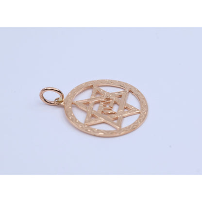 14K Rose Gold Diamond Cut Religious Star of David Charm Pendant