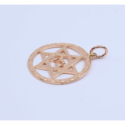 14K Rose Gold Diamond Cut Religious Star of David Charm Pendant