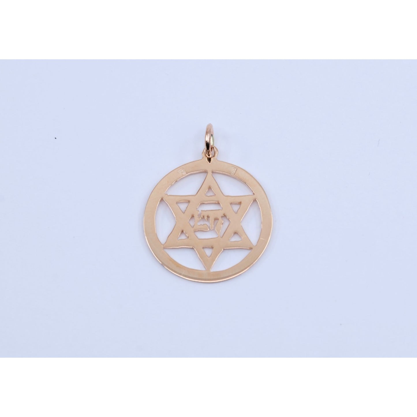 14K Rose Gold Diamond Cut Religious Star of David Charm Pendant