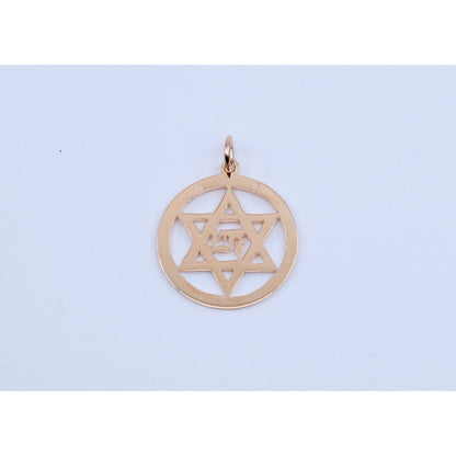 14K Rose Gold Diamond Cut Religious Star of David Charm Pendant