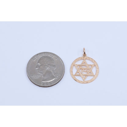 14K Rose Gold Diamond Cut Religious Star of David Charm Pendant