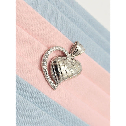 14K White Gold Puffy 3D Heart CZ Charm Pendant