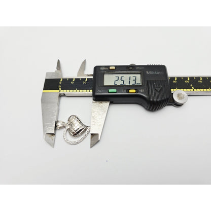 14K White Gold Puffy 3D Heart CZ Charm Pendant