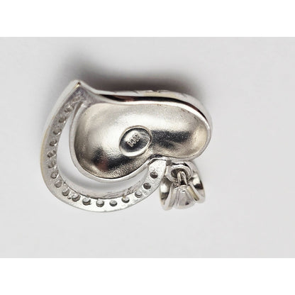14K White Gold Puffy 3D Heart CZ Charm Pendant