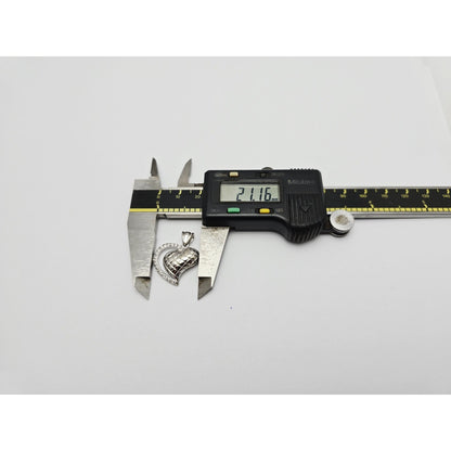 14K White Gold Puffy 3D Heart CZ Charm Pendant