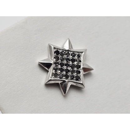 Single 10K White Gold Star Shaped Black Diamond Stud Earring
