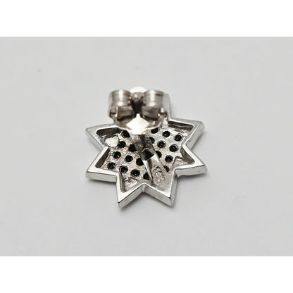 Single 10K White Gold Star Shaped Black Diamond Stud Earring