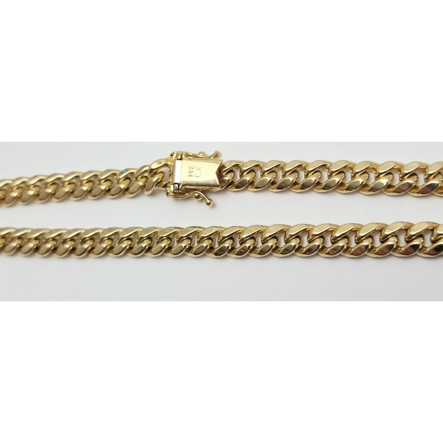 14K Solid Yellow Gold Cuban Link Chain Necklace