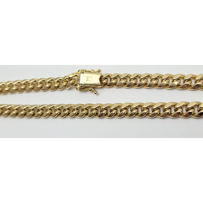 14K Solid Yellow Gold Cuban Link Chain Necklace