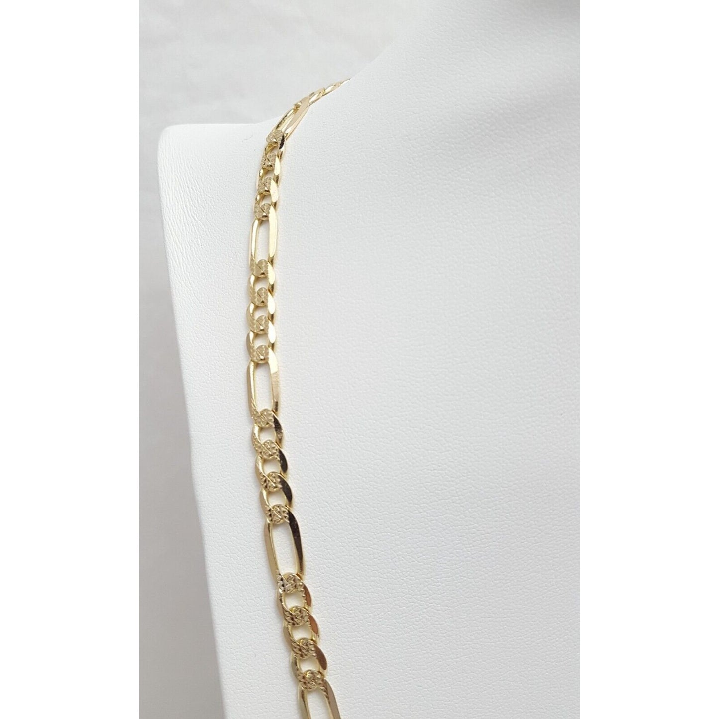 14K Yellow Gold Diamond Cut Figaro Link Chain Necklace