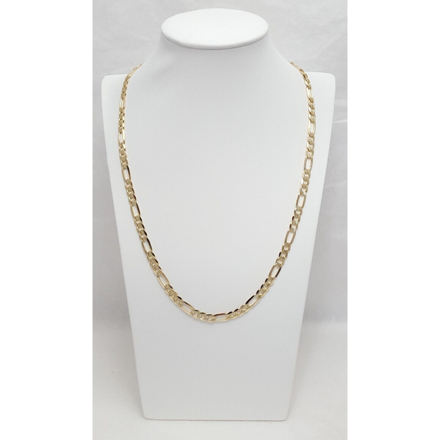 14K Yellow Gold Diamond Cut Figaro Link Chain Necklace