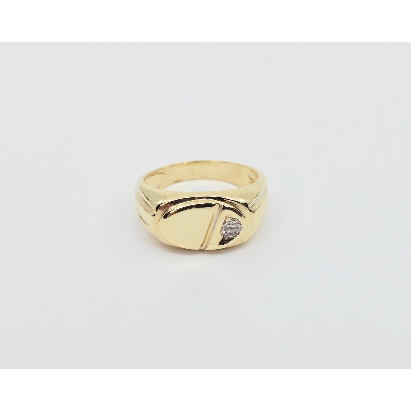 14K Yellow Gold Statement Signet CZ Ring