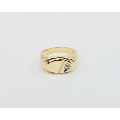 14K Yellow Gold Statement Signet CZ Ring