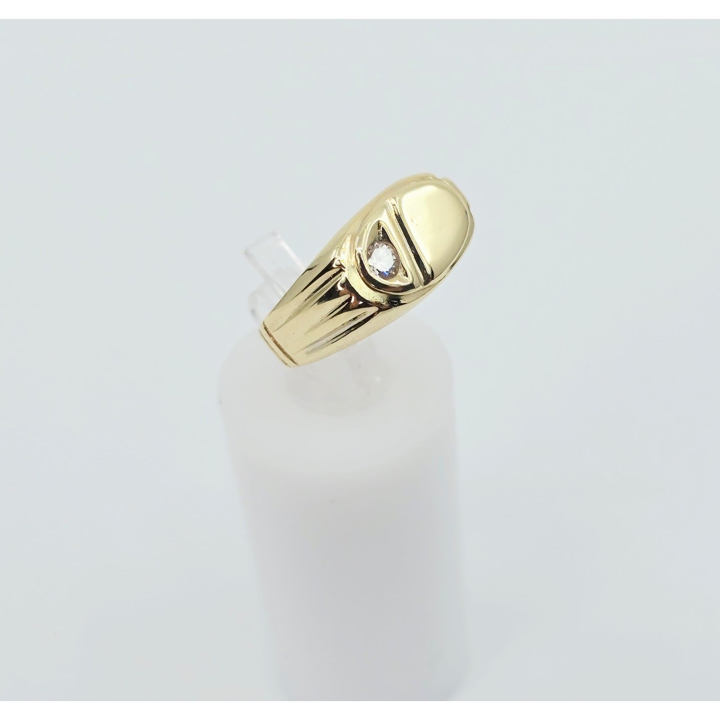 14K Yellow Gold Statement Signet CZ Ring