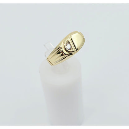 14K Yellow Gold Statement Signet CZ Ring