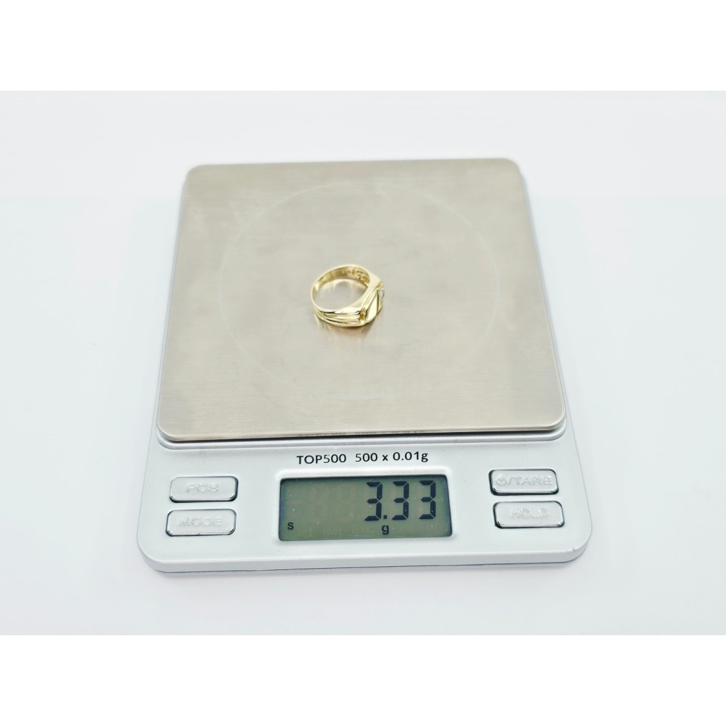 14K Yellow Gold Statement Signet CZ Ring