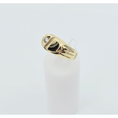 14K Yellow Gold Statement Signet CZ Ring